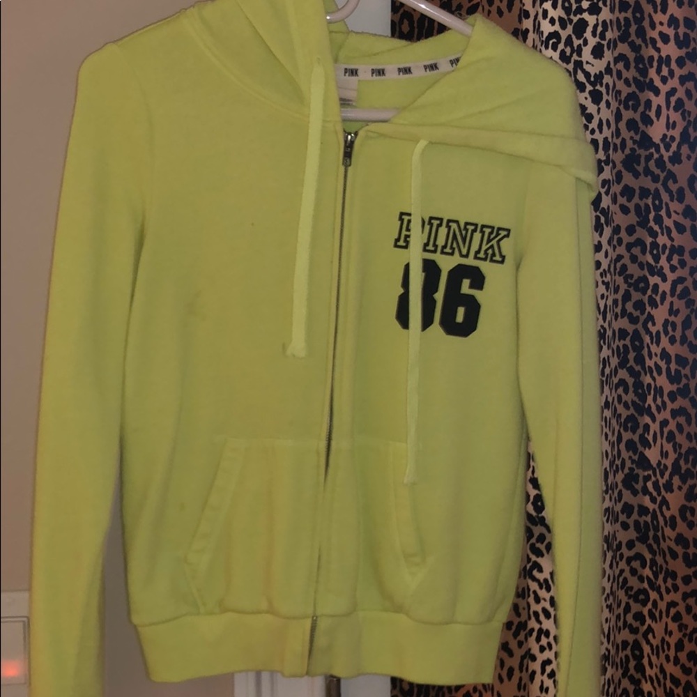 VS PINK neon yellow zipup